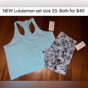 New with tags Lululemon size 20 shorts and tank set
